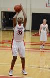 02/28/12 - Adenike Dawodo shoots a free throw during a game against Blue Mountain College.