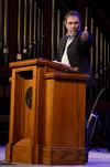 Jim Thomas, pastor of the Village Chapel in Nashville, delivers a message from Mark 4:35-41 on Jesus calming the storm.  - Photo by Anne Richoux