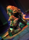 Emily Brown as a possessed witch in <i>Macbeth</i>. - Photo by Jim Veneman