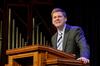 Eric Smith, Union alumnus and pastor of Curve Baptist Church, speaks  on "Grace at Work" during chapel. - Photo by Jacob Moore