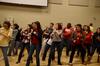 Students do the Cupid Shuffle during SGA's annual Holla Back Party, which is held to welcome students back for the Spring semester.  - Photo by Ebbie Davis