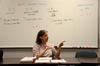 Irene Schock, adjunct ASL instructor, signs to her American Sign Language students during class. - Photo by Ebbie Davis