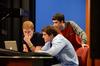 Senior broadcasting majors Thomas Willis, Philip Tang, and Jordan Norton watch a soccer broadcast prior to airing Jackson 24/7. - Photo by Ebbie Davis