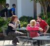 Erika King, enrollment counselor, talks with prospective students outside of Barefoots Joe on a beautiful Spring afternoon. - Photo by Ebbie Davis