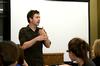 Travis Cottrell, worship pastor at Englewood Baptist Church, speaks at a CCMS event.  - Photo by Anne Richoux