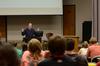 David S. Dockery, president of the university, talks to students about upcoming plans for the university during a Student Senate meeting. - Photo by Anne Richoux
