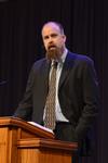 Micah Watson, director of the center for politics and religion and assistant professor of political science, speaks in chapel on "Should We Expect Something Else? Disenchantment and the Gospel" from Matthew 11:1-6. - Photo by Jacob Moore