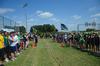 The Greek organizations line up before the rope pull to cheer on their fraternity members during Greek Olympics. - Photo by Zac Calvert