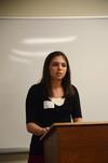 Caitlin Roach, senior history major, gives a presentation during the Ninth Annual Scholarship Symposium on Florence Kelley, an activist against child labor in early 20th century America.
 - Photo by Zac Calvert