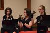 Tiffany Armstrong, junior psychology major,  Shannon Guy, freshman music education major, and Liana Saffel, senior biblical studies in language major, perform with the Handbell Choir at Luther Hall. - Photo by Jacob Moore