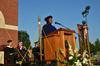 Carol M. Swain, professor of political science and law at Vanderbilt University, delivers the commencement address at spring graduation. - Photo by Morris Abernathy