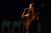 Alice Hardin talks to the audience after her set at Barefoots Joe. - Photo by Anne Richoux
