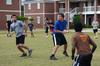 Students enjoy a game of ultimate Frisbee in the Ayers quad.  - Photo by Anne Richoux