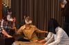 A group of students perform as wolves in the Spring children's play <em>The Saga of Pecos Bill (or How Comboyin' Really Got Started).</em> - Photo by Jacob Moore