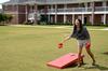 Students enjoy activities such as Corn Hole during a stress-free zone event hosted by Residence Life.  - Photo by Anne Richoux