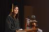 SGA president Kylie McDonald, senior political science major, speaks to students, faculty, and staff during Fall Convocation. - Photo by Zac Calvert