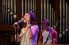 Bethany Gaines, sophomore elementary education major, leads music  with the chapel band in the G.M. Savage Memorial Chapel. - Photo by Jacob Moore