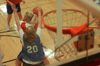 Freshman Adriana Good looks to make a pass during an intramural basketball game. - Photo by Jonathan Blair