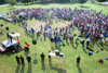 Students gathered to participate in the removal of stones from the altar created in honor of the victims of September 11.  The removal is to symoblize moving on with our lives, while still remembering the victims. - Photo by Amanda Smith