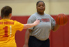 Women's basketball graduate assistant Tonya Tuggles scans the court during an intramural basketball game. - Photo by Jonathan Blair