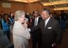 Fred Luter, president of the Southern Baptist Convention, shares a laugh with Lanese Dockery, first lady of the university, after chapel. - Photo by Jacob Moore
