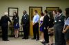 10/4/12 - Former Secretary of Defense Robert M. Gates talks with Student Government Association president Kylie McDonald, senior political science major, and other student leaders during a reception before the 15th Annual Scholarship Banquet.  - Anne Richoux
