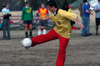 03/29/04 - Senior soccer player Kekec Zivkovic referees a women's intramural soccer game.