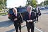 David S. Dockery greets Robert M. Gates, former U.S. secretary of defense, on the Union campus before the 15th Annual Scholarship Banquet. - Photo by Morris Abernathy