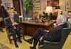 President David S. Dockery and Robert M. Gates, former U.S. secretary of defense, have a time of sharing in the office of the president before the 15th Annual Scholarship Banquet. - Photo by Morris Abernathy