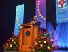 President David S. Dockery welcomes guests and recognizes the donors at the 15th Annual Scholarship Banquet. - Photo by Morris Abernathy