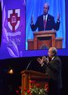 President David S. Dockery welcomes guests and recognizes the donors at the 15th Annual Scholarship Banquet. - Photo by Morris Abernathy