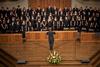 Chris Mathews, associate professor of music and department chair, conducts the Union University Singers in a performance at First Baptist Church. - Photo by Ryan Oetting