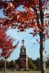 Miller Tower is framed by the gorgeous Fall foliage on campus.  - Photo by Jacob Moore
