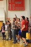 Students cheer as the men's basketball team plays University of West Florida in the Fred DeLay Gymnasium.  - Photo by Zac Calvert