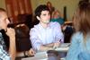 Students enjoy chatting and studying together in Barefoots Joe.  - Photo by Kristi McMurry