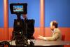 Ross Douthat, columnist for the New York Times, is interviewed for Jackson 24/7, Union's local broadcast.  - Photo by Kristi McMurry