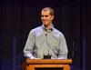 Kevin Furniss, alum, recounts his experience in the 2008 tornado during the Fifth Year Remembrance chapel. - Photo by Morris Abernathy