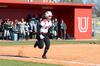 ]Caylee Crews sprints to first base during a Union softball game against Bethel University. - Photo by Anne Richoux