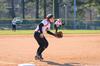 Lady Bulldog softball players stand ready for a hit from a Bethel University player during a double-header at Fesmire Field.  - Photo by Anne Richoux