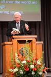 Phil Jett preaches during a special Homecoming chapel honoring the class of 1963. - Photo by Olivia Wallace