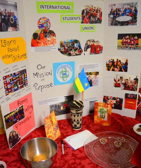 The International Students Union booth displays information about the organization and serves tasty treats to visitors. 