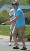 Frisbee golf has become a very popular afternoon pasttime on Union's campus.  Here we see John Lee of Paris, Tenn. aiming toward the next post. - Photo by Lindsay Stavish