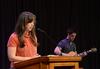 Joy Moore, director of Barefoots Joe and 2013 GO Trip leader, reads scripture during chapel. - Photo by Jacob Moore