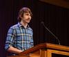 Hunter Hawes, sophomore Christian studies major, shares during chapel about the opportunities he and his team had while on the Boston GO Trip. - Photo by Jacob Moore