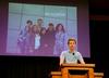 Joseph Smith, freshman business administration major, talks during chapel about his team's experiences on the Illinois GO Trip. - Photo by Jacob Moore