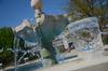 A 3D art project sits on the fountain between the PAC and the SUB. - Photo by Matt McDaniel
