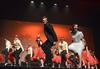 Nick Fleming, sophomore ministries and missions major, performs a masquerade scene from Zeta Tau Alpha's Variety Show performance with Tori Brooks, junior English creative writing major, and members of Zeta Tau Alpha. - Photo by Jacob Moore