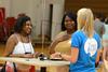 08/228/13 - New student Jasmine Hailey, freshman biology major, chats with her mother Cathy and resident advisor Linnea Verhagen, sophomore nursing major, during new student move-in day.