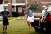 10/276/13 - Participants attempt tightrope walking as one of the challenges for the Great Outdoors competition, which is an event for the men's quads hosted by Residence Life. 