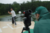 Sophomore Chris Clermont prepares to hit a whiffle ball during a challenge at the Watters Amazing Race. - Photo by Kristen Hiller